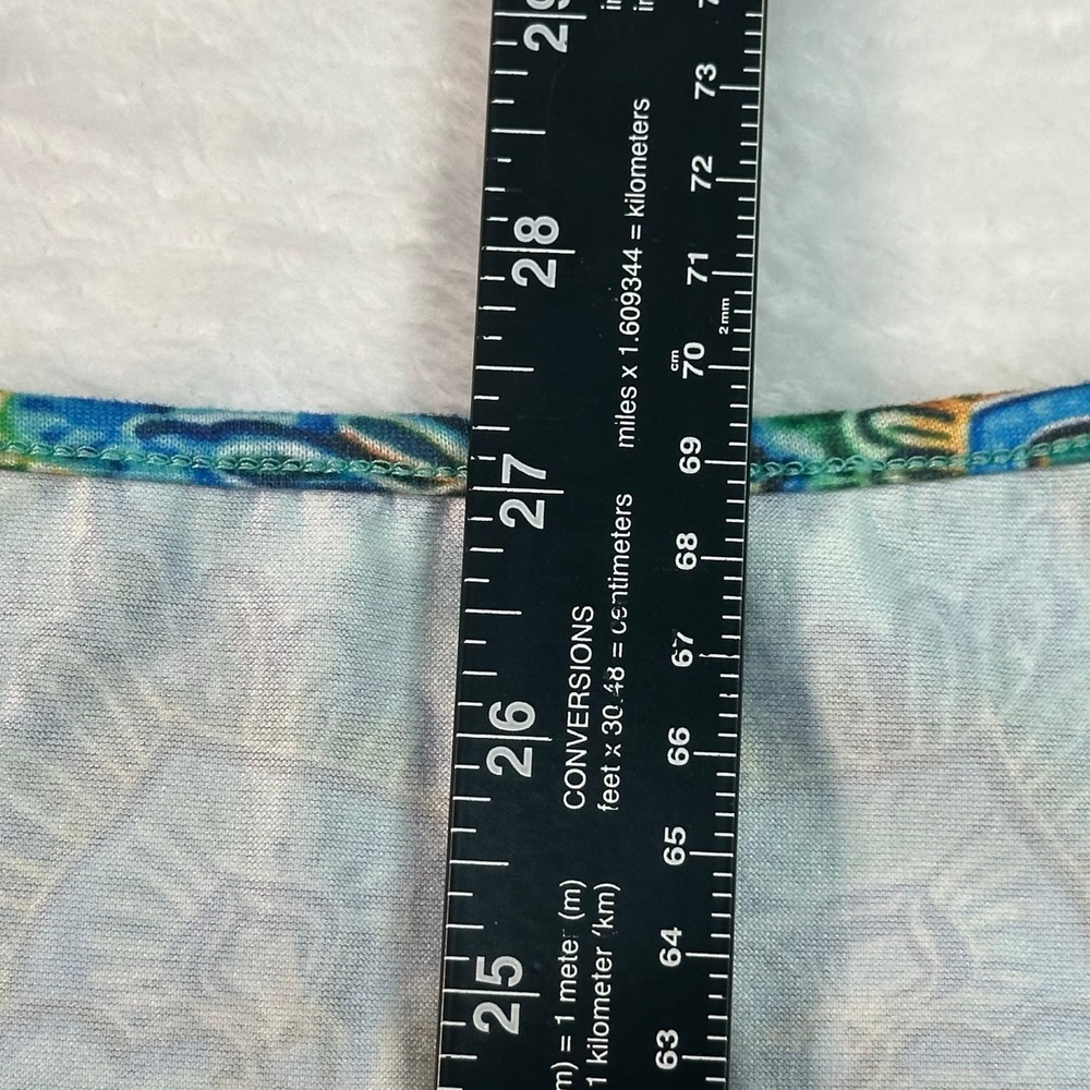 NWOT Plus Top Women 3XL Blue Green Mandala Paisley Square Neck Short Sleeve Boho - Picture 7 of 7